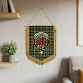 Farquharson Weathered Tartan Crest Wall Hanging Banner - Wood Pole